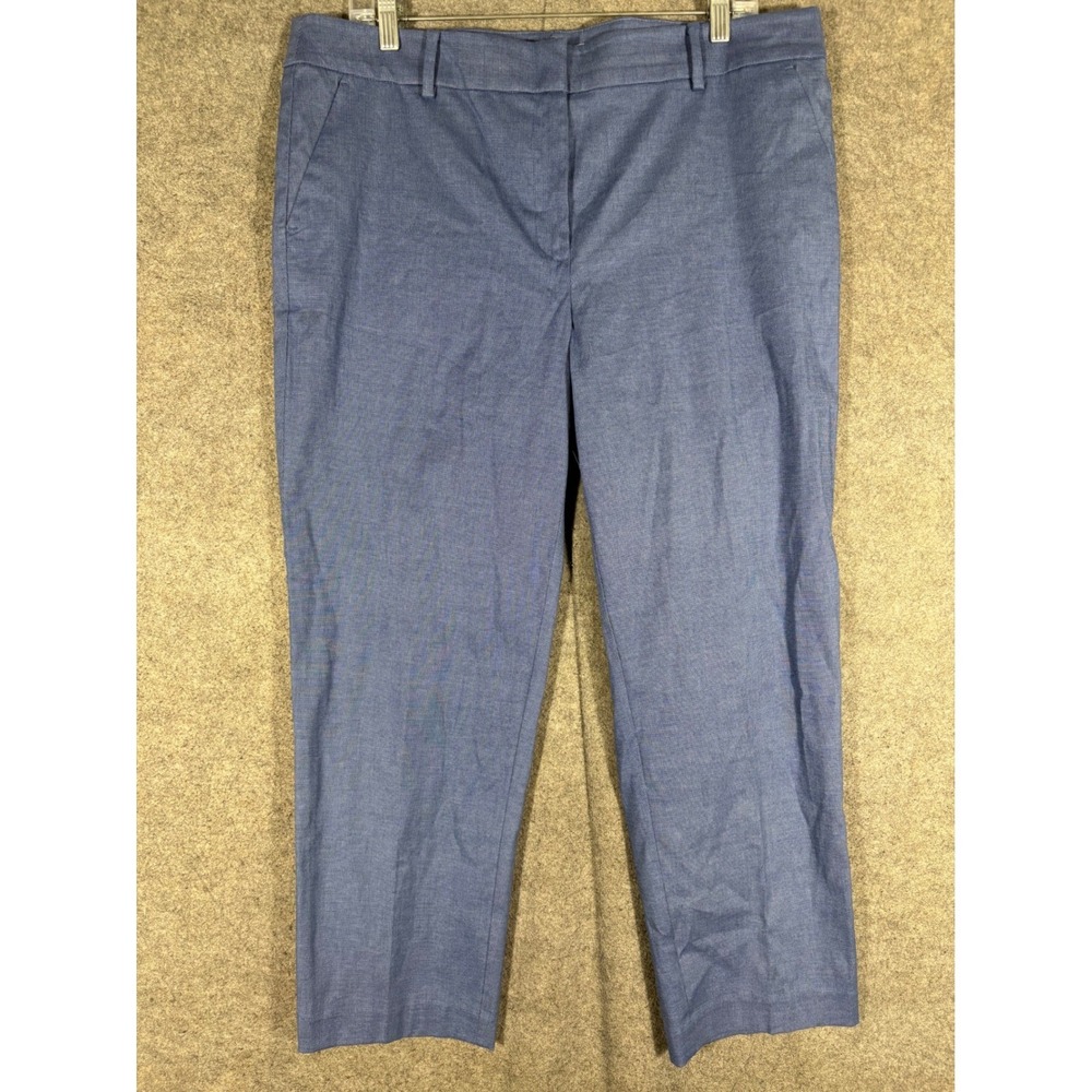 Loft The Riviera Slim Blue Micro Pattern Cotton Stretch Ankle Pants Womens 14